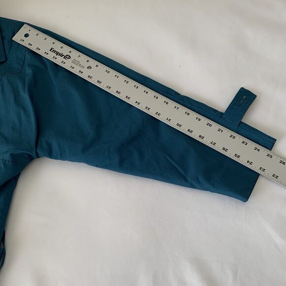 Vintage London Fog Trench Coat Women 10 Teal Blue Button Belt Liner Long Twee - Picture 11 of 12